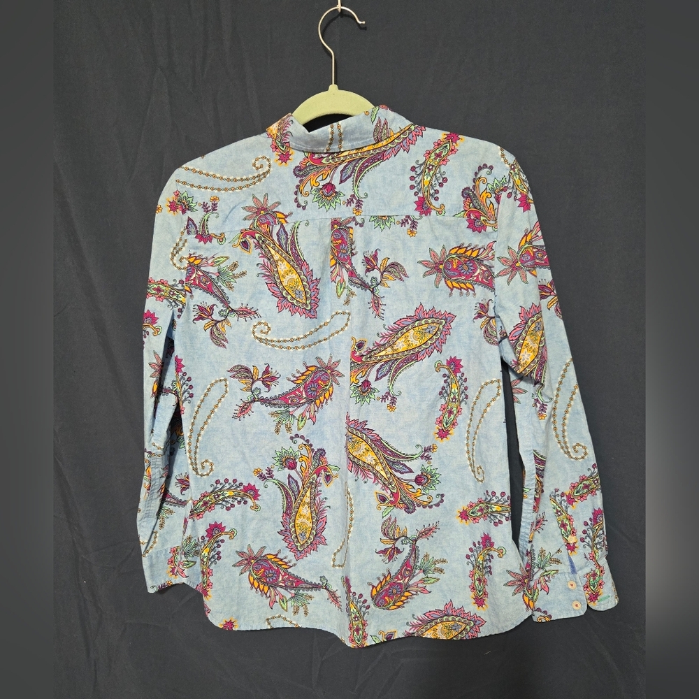 Talbots 100% Cotton Button Down Front Swirly Paisley Long Sleeve Shirt - Size XL - Picture 5 of 10